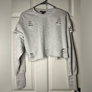 Ripped Cropped Crew Neck / Forever21